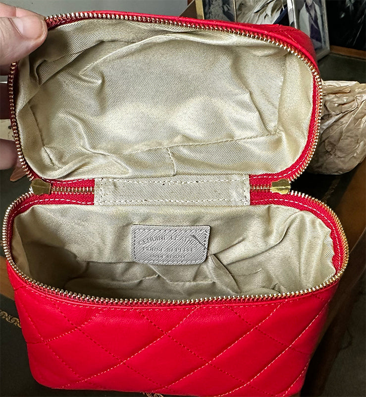 Red Quilted w/ Gold and leather entwined strap 1