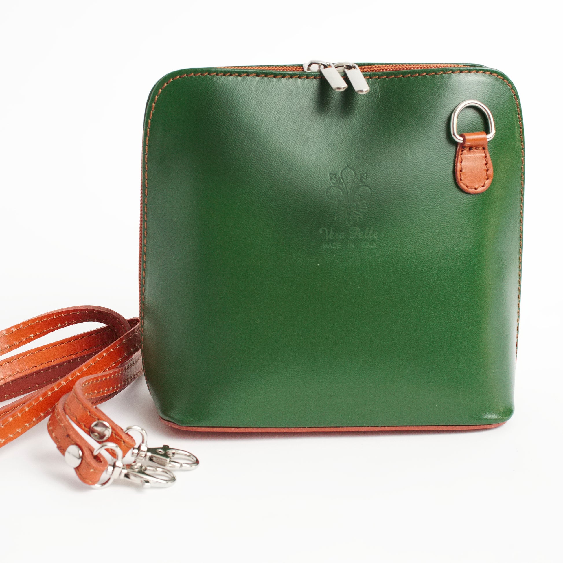 Artimino Green Tan Crossbody Bag Italian Leather Solo Perché