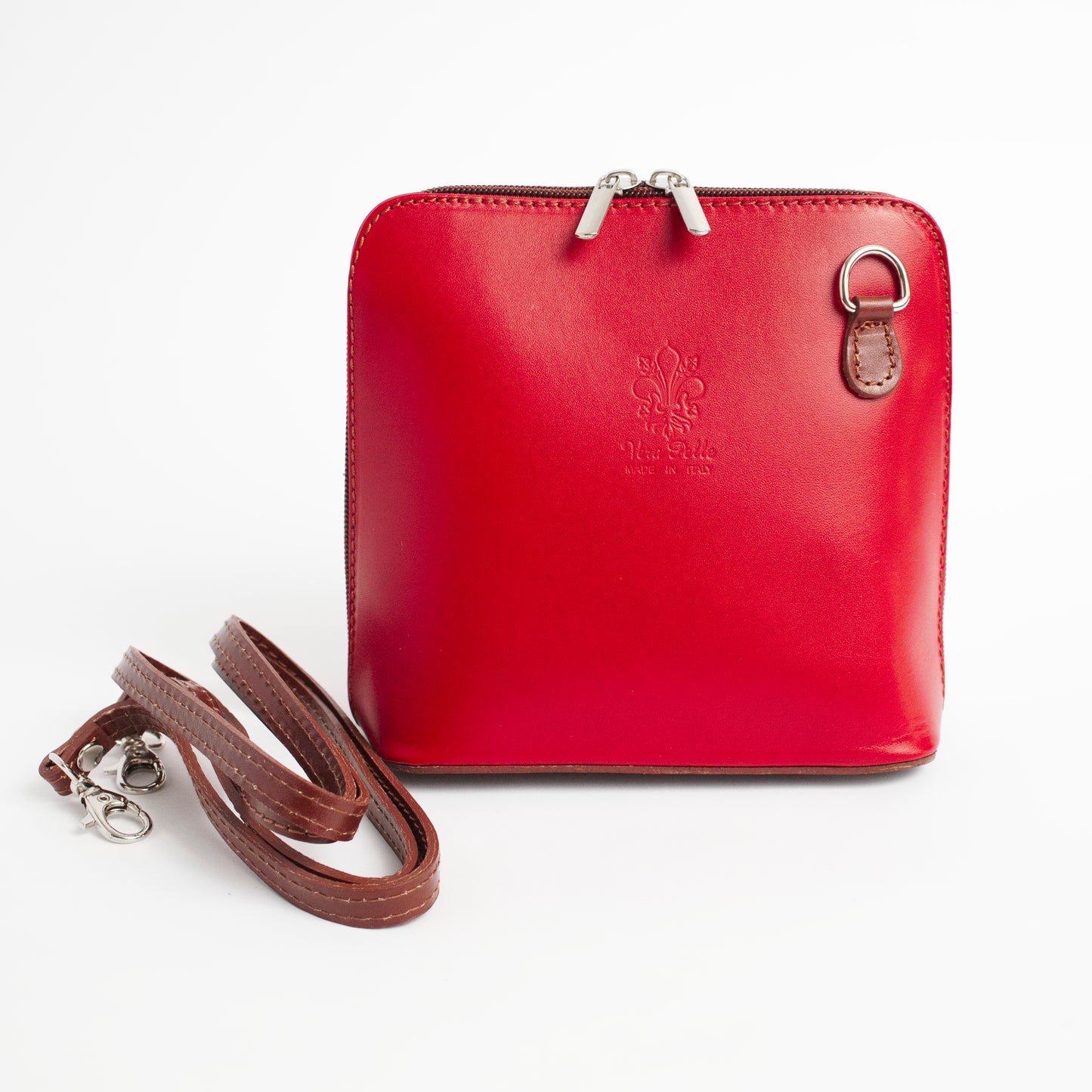 Artimino Red Brown Crossbody Bag Italian Leather Solo Perché