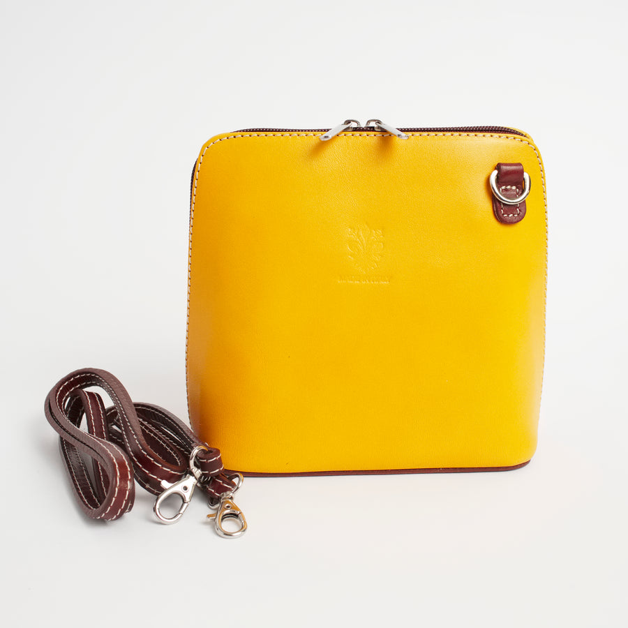 Artimino Yellow Brown Crossbody Bag Italian Leather Solo Perché