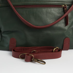 Cannara Dark Green Italian Leather Shoulder Tote Solo Perché Bag