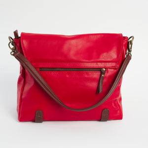Cannara Red Italian Leather Shoulder Tote Solo Perché Bag