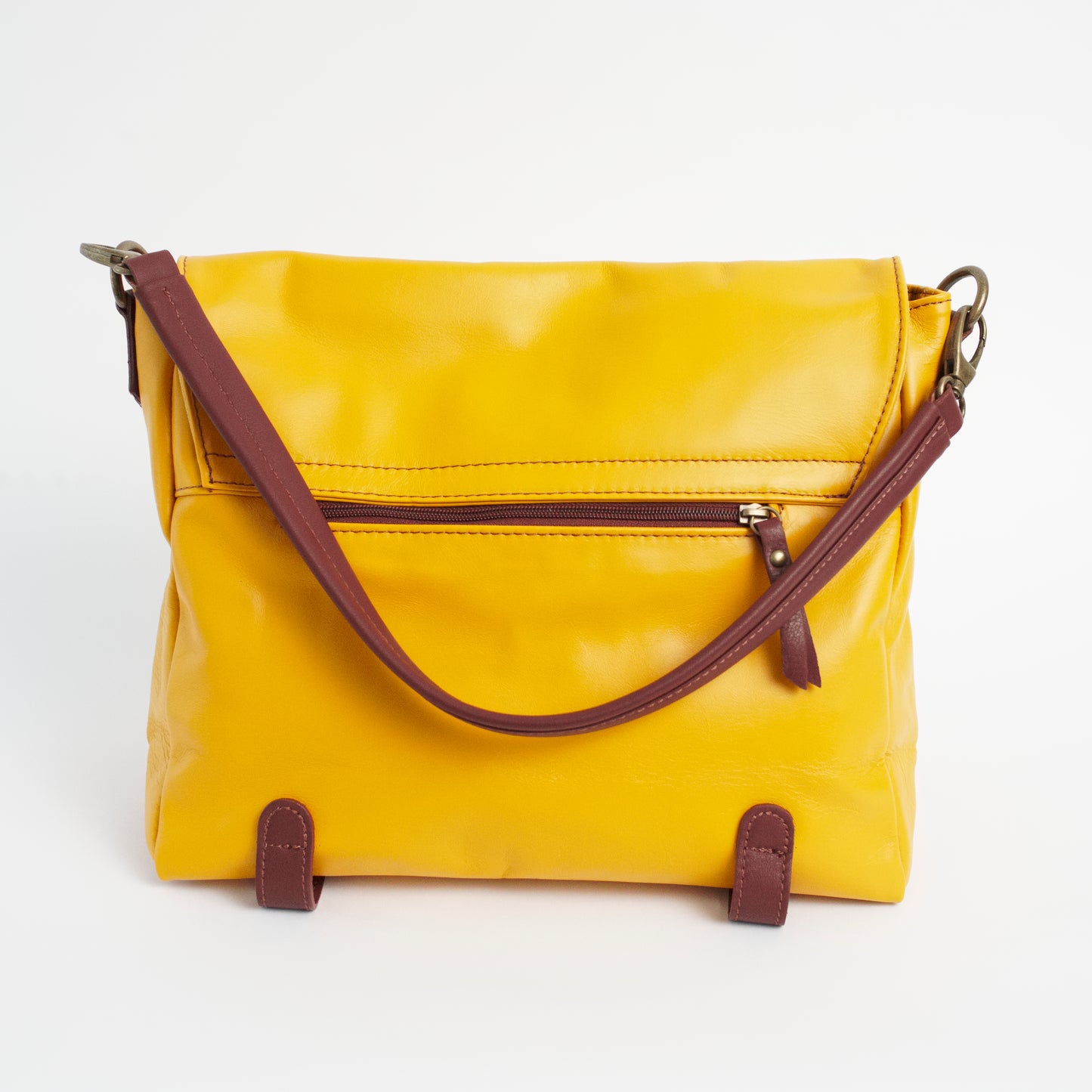 Cannara Yellow Brown Italian Leather Shoulder Tote Solo Perché Bag