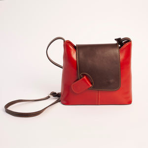 Cascino Red Brown Italian Leather Cross Body Bag Solo Perché Bags