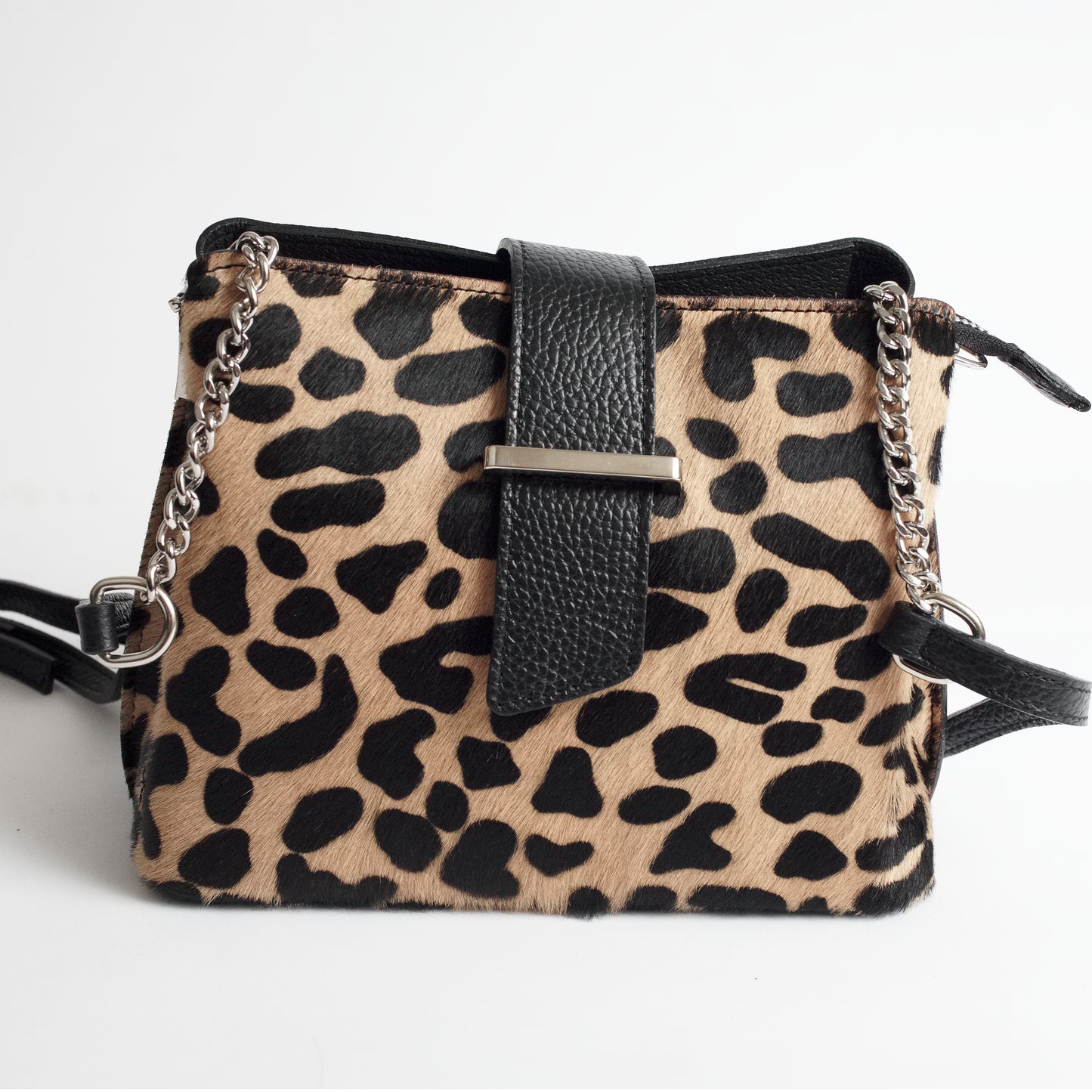 Ferrara Cheetah Italian Leather Cross Body Bag Solo Perché Bags