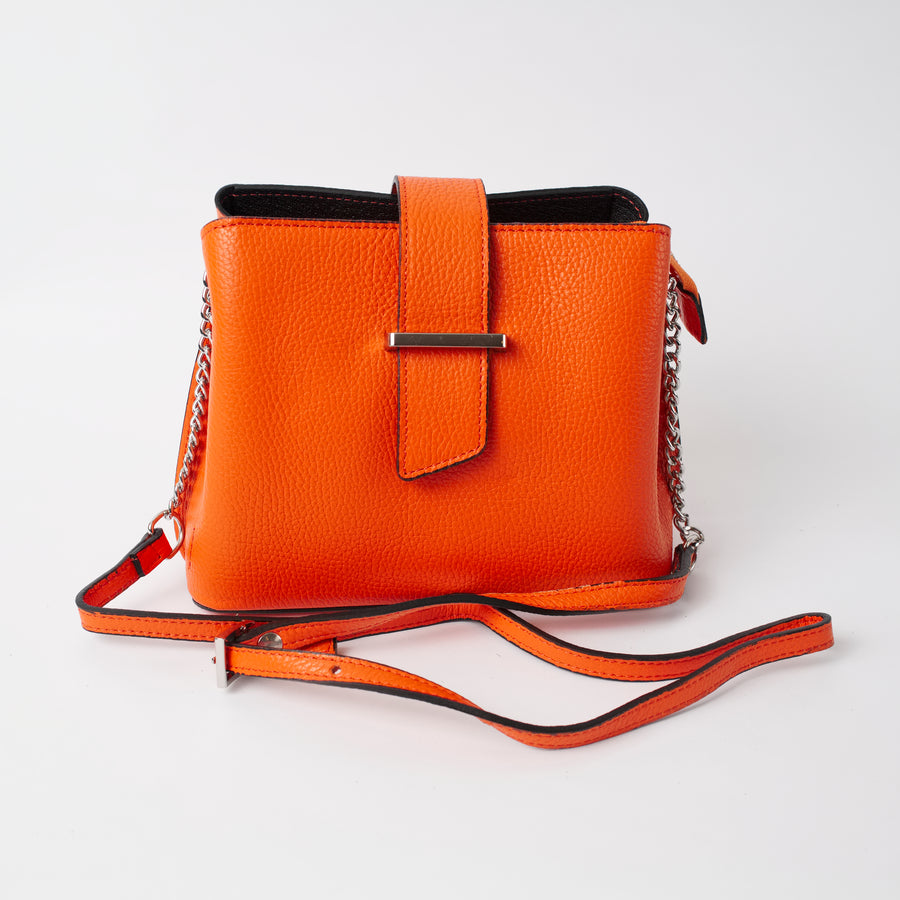 Ferrara Orange Italian Leather Cross Body Bag Solo Perché Bags