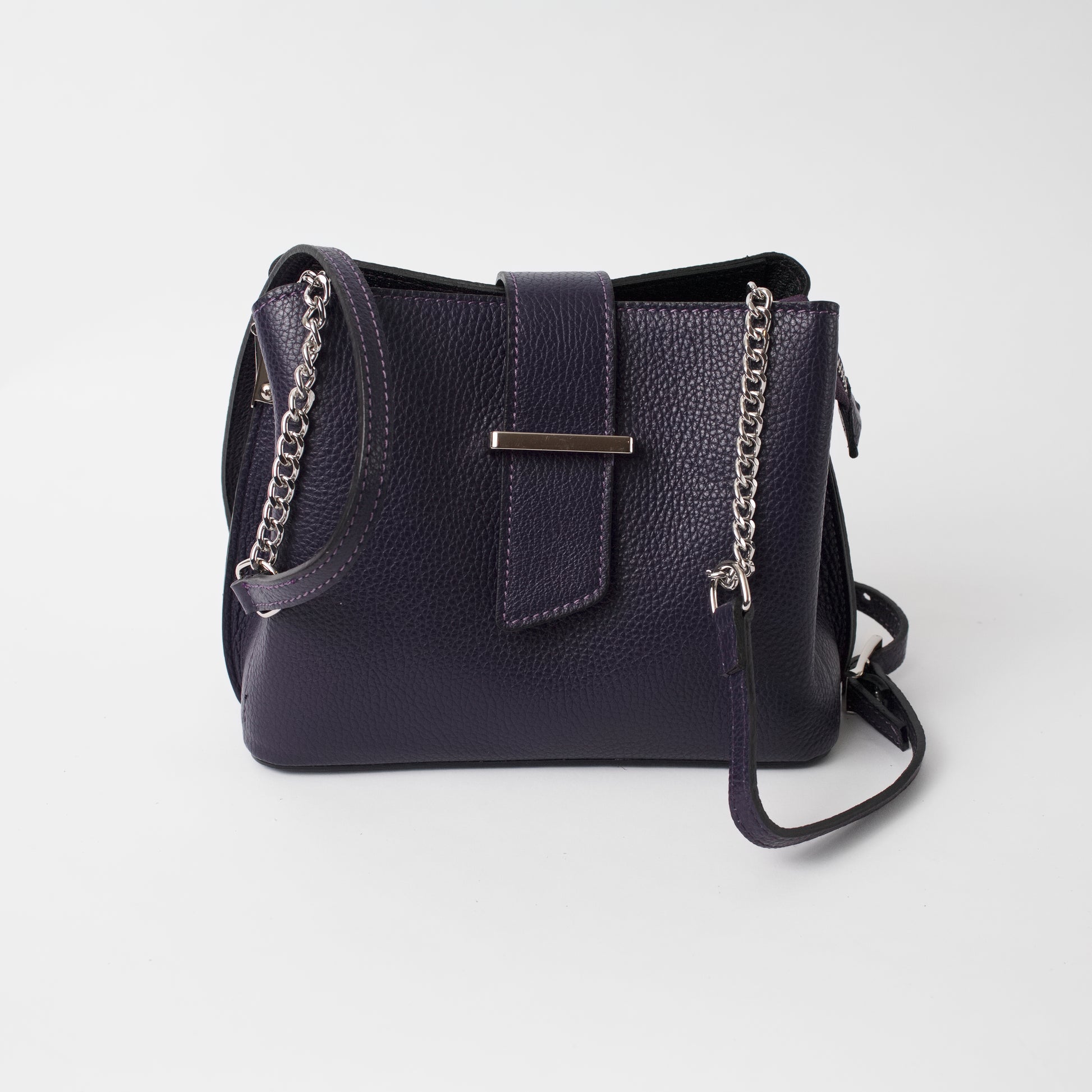 Ferrara Purple Italian Leather Cross Body Bag Solo Perché Bags