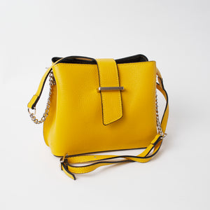 Ferrara Yellow Italian Leather Cross Body Bag Solo Perché Bags