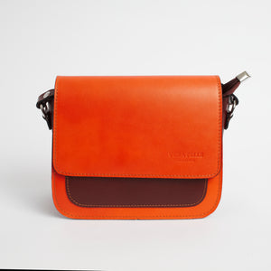 Montalbino Orange Brown Italian Leather Cross Body Bag Solo Perché Bags
