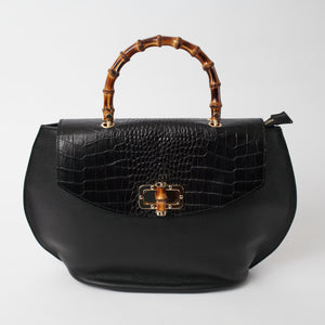Nove Black Italian Leather Handbag Solo Perché Bags