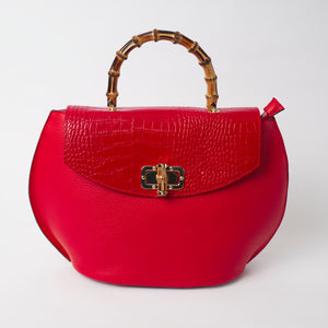 Nove Red Italian Leather Handbag Solo Perché Bags