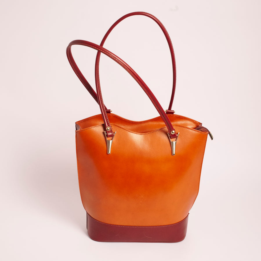 Radda Tan Brown Italian Leather Shoulder Backpack Solo Perché Bags