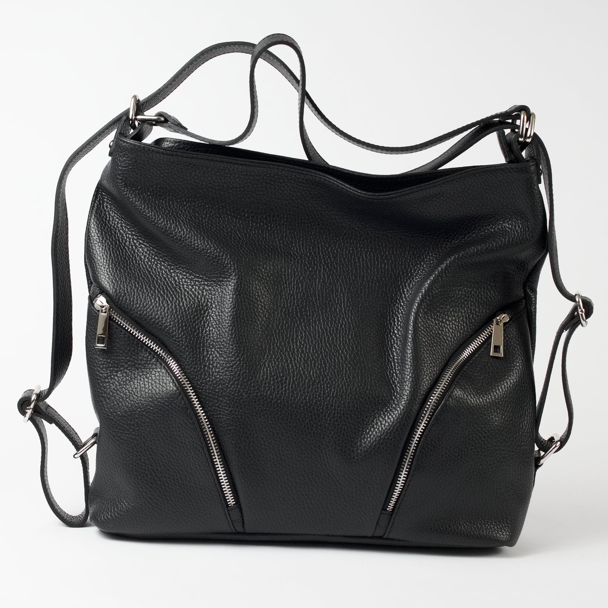 Ravenna Black Italian Leather Shoulder Backpack Solo Perché Bags