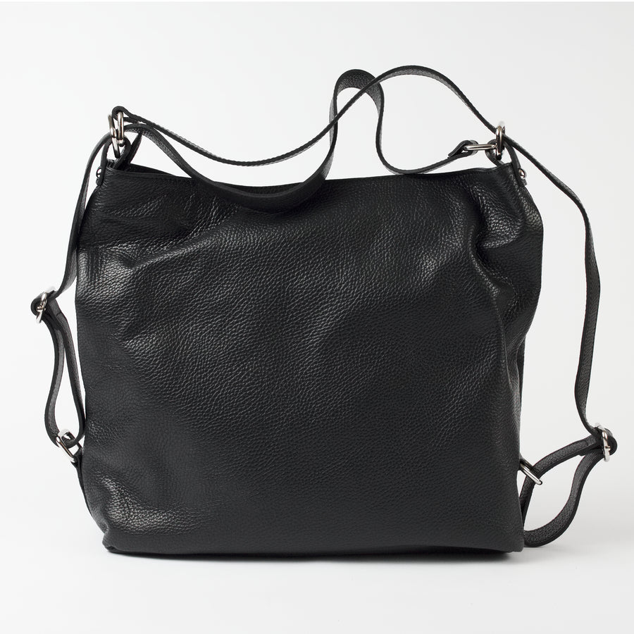 Ravenna Black Italian Leather Shoulder Backpack Solo Perché Bags