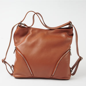 Ravenna Tan Italian Leather Shoulder Backpack Solo Perché Bags