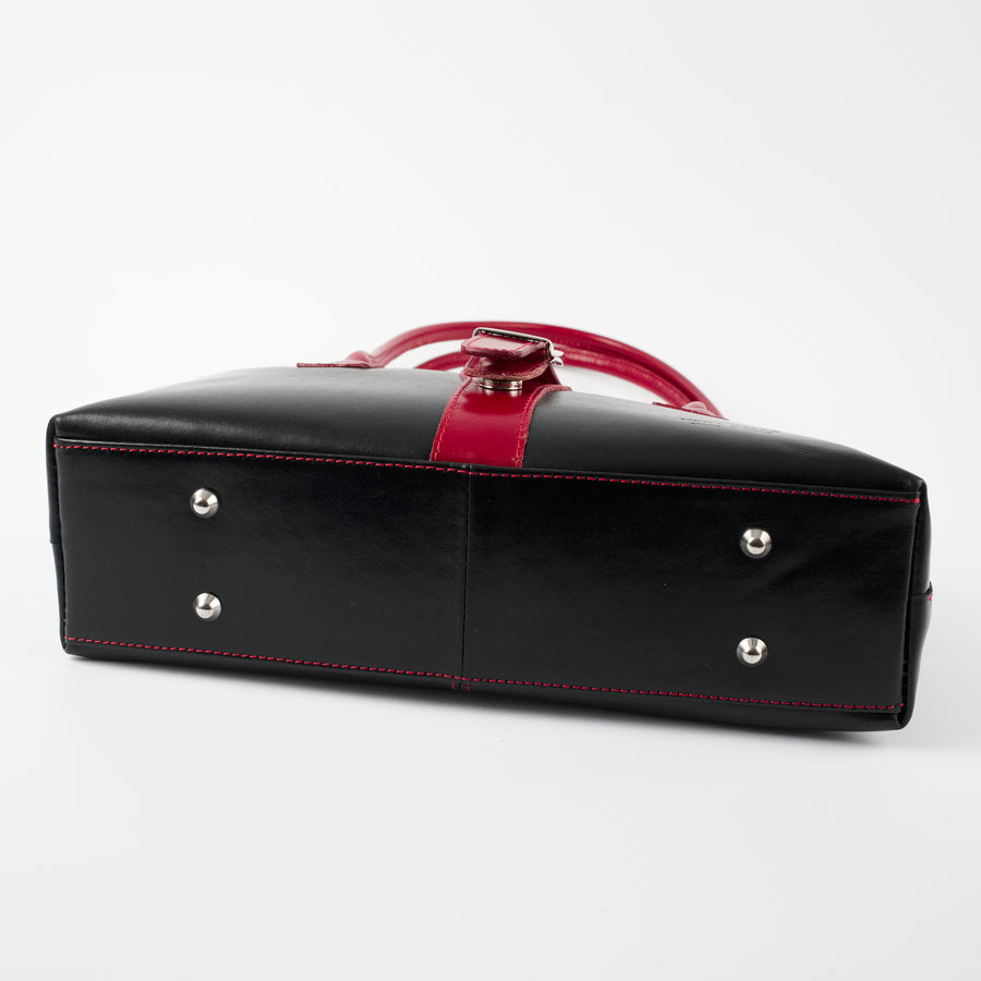 Rimini Black Red Italian Leather Shoulder Tote Solo Perché Bags