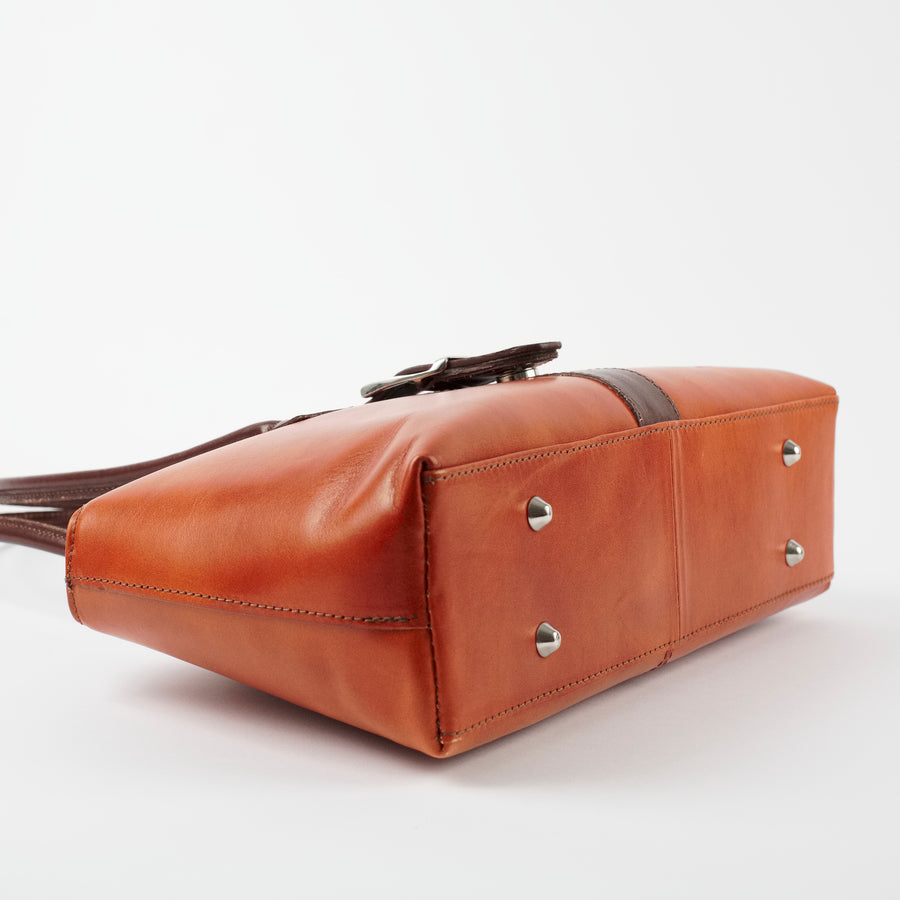 Rimini Tan Brown Italian Leather Shoulder Tote Solo Perché Bags