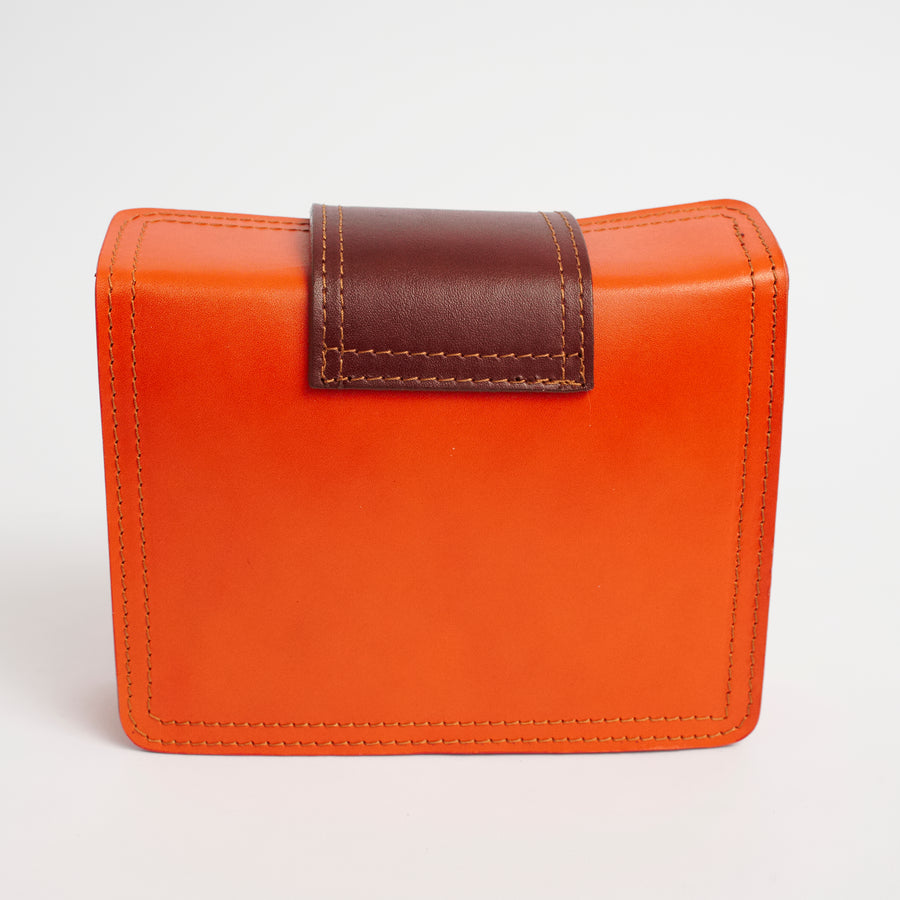 Siena Orange Tan Italian Leather Cross Body Bag Solo Perché Bags