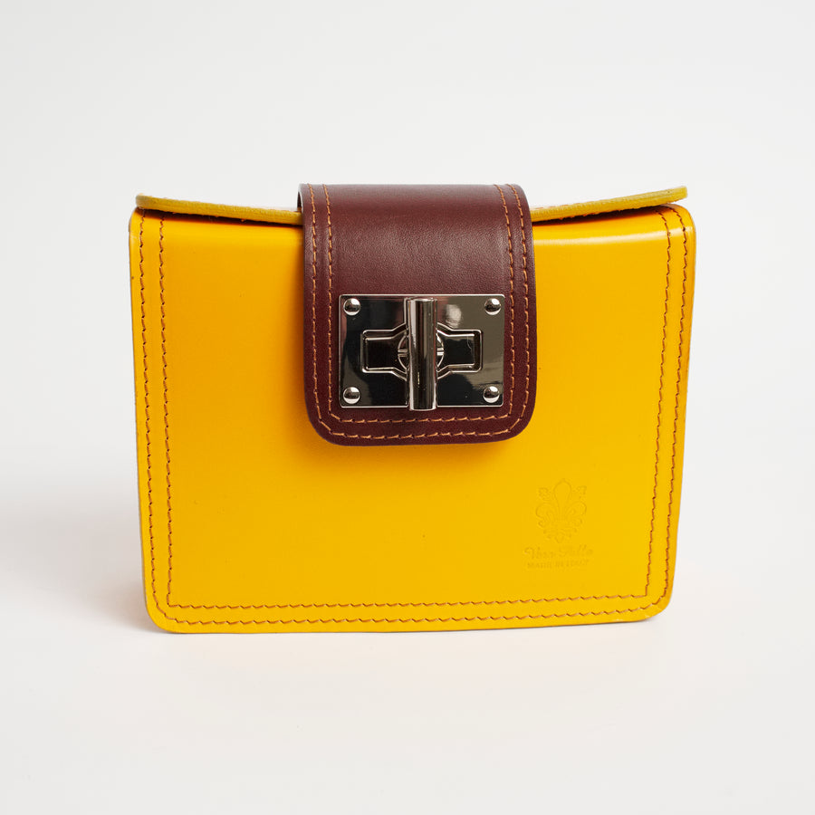 Siena Yellow Tan Italian Leather Cross Body Bag Solo Perché Bags
