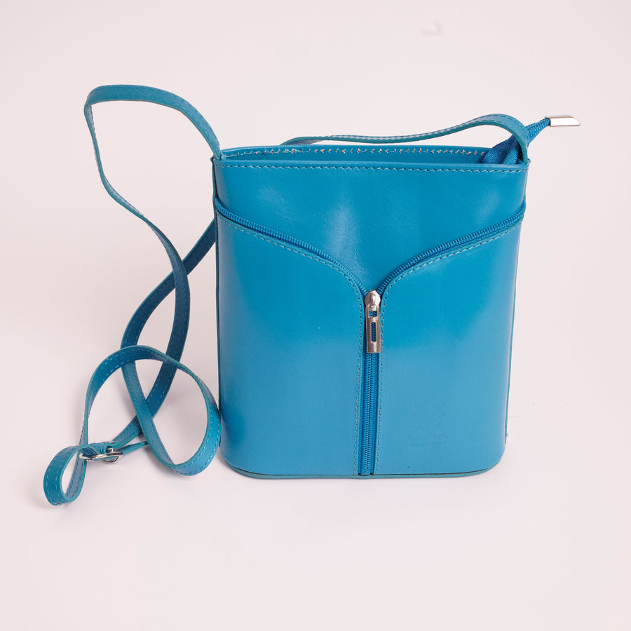 Uzzano Aqua Italian Leather Cross Body Bag Solo Perché Bags