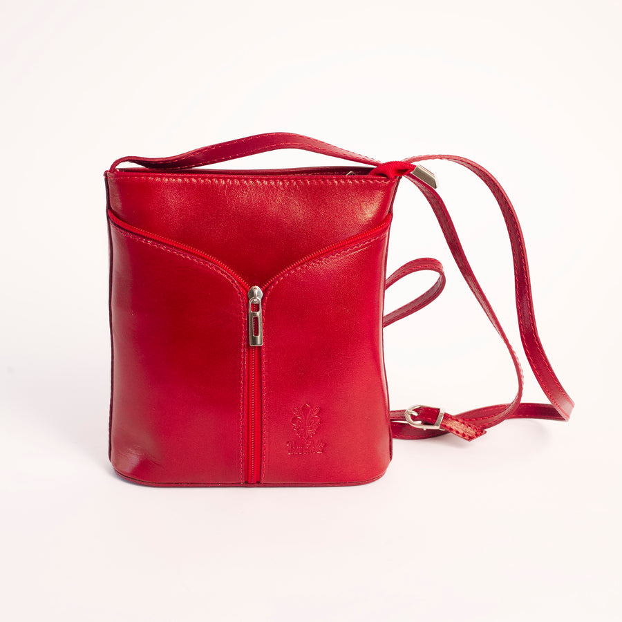 Uzzano Red Italian Leather Cross Body Bag Solo Perché Bags