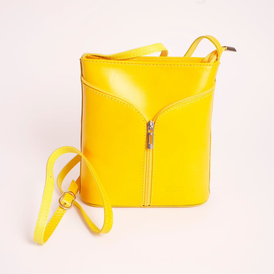 Uzzano Yellow Italian Leather Cross Body Bag Solo Perché Bags