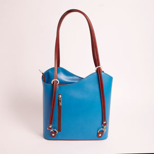 Varese Aqua Brown Italian Leather Shoulder Backpack Solo Perché Bags