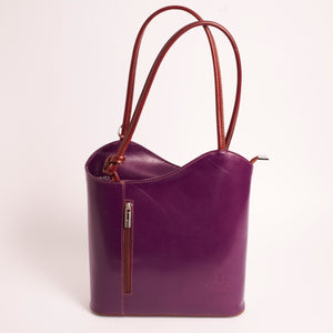Varese Purple Brown Italian Leather Shoulder Backpack Solo Perché Bags